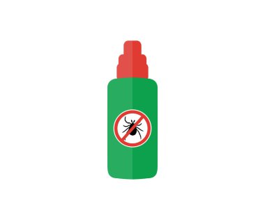 Mite sprey logo tasarımı. Böcek ilacı sıkıyorum. Sivrisinek ısırığına karşı koruma. Kontrol böceği, salgın vektör tasarımı ve illüstrasyonunu engelle.