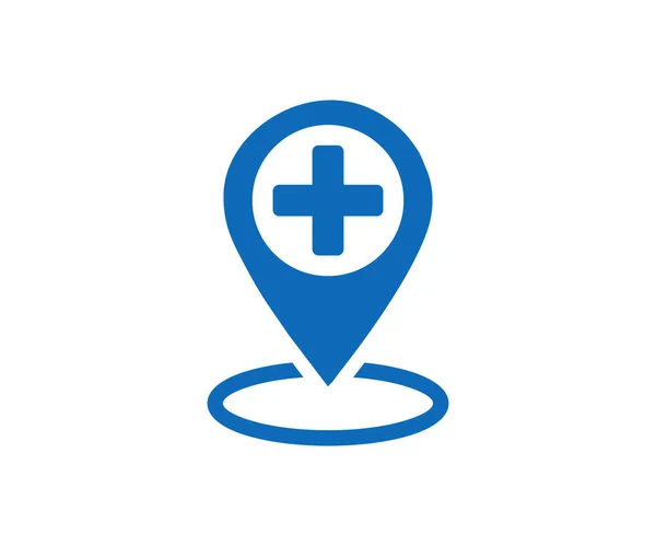 医療施設のポインタアイコン 医療現場のアイコン 平らなデザインスタイルのベクトルデザインとイラストの病院地図の場所のアイコン — ストックベクタ