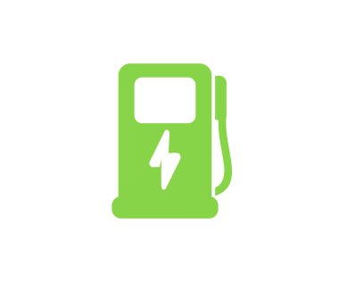 Elektrik yükleme istasyonu sembol tasarımı. Elektrikli araç şarj istasyonu. Elektrikli arabalar için hızlı şarj istasyonu vektör tasarımı ve illüstrasyonu.