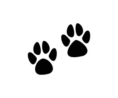 Kara Pençe logo tasarımı. Beyaz arkaplan vektör tasarımı ve illüstrasyonuna hayvan adımları. 