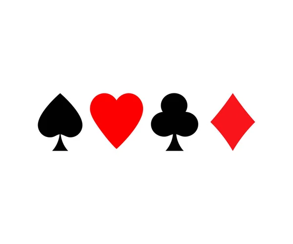 Playing Card Suit Icons Lub Heart Spade Diamond Logo Design — Stok Vektör