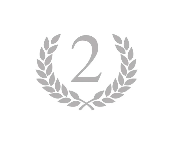 勝利の銀のロゴデザインのローレル花輪 エレガントなバナー シンボルベストトロフィー 達成リーダーシップ 勝利ベクトルデザインとイラストを祝うノミネート — ストックベクタ