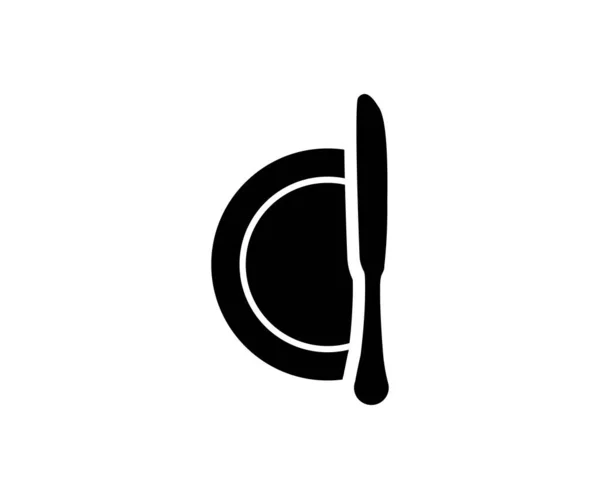 Silhouette Coutellerie Couteau Plaque Icône Design Vecteur Ustensile Restaurant Symboles — Image vectorielle