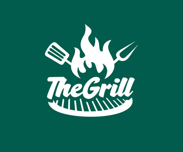 Das Grill Logo Design Grill Und Grillgeräte Spachtel Und Gabel — Stockvektor