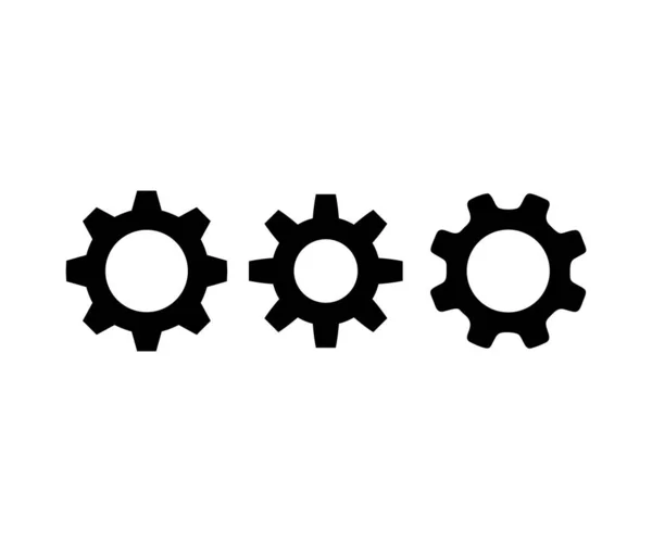 Gear Set Black Gear Wheel Icons White Background Gear Wheel — Stock Vector