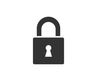 Kilit simgesi, asma kilit silueti. Simge basit tasarım vektör tasarımı ve resimlemesini kilitle.