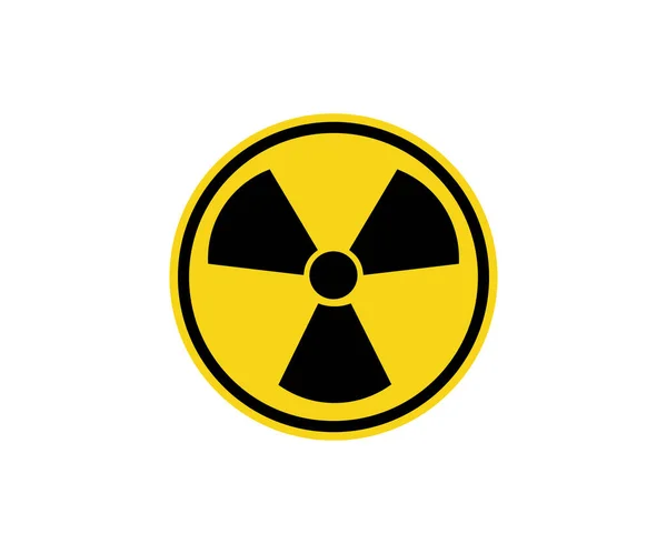 Ikona Symbolu Nuklearnego Promieniowania Czarne Godło Zagrożenia Izolowane Żółtym Kole — Wektor stockowy