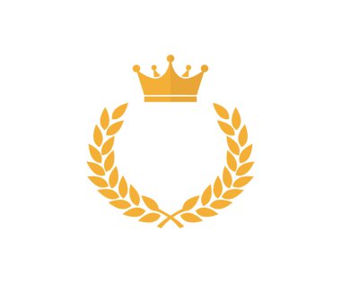 Altın kaplama defne çelengi kazanan çerçeve logosu tasarımı. Altın defne çelengi beyaz arka planda izole edilmiş. Ödül, ödül, şampiyon konsepti. vektör tasarımı ve illüstrasyon.