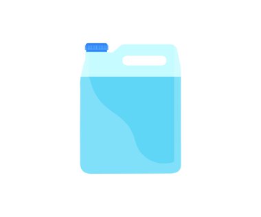 Kapsül logo tasarımlı araba için mavi sıvı. Boş bir plastik kutu vektör tasarımı ve illüstrasyonu.