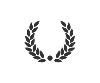 Zafer ikonu Laurel çelengi. Heraldik ödül arması, Yunan ve Roma zeytin dalı ödülü, kazanan yuvarlak amblem vektör tasarımı ve illüstrasyonu.