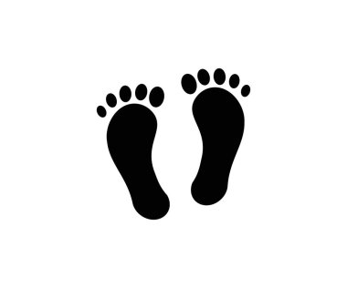 İki ayak izi. Farklı insan ayak izi logosu tasarımı. Uygulamalar ve web siteleri vektör tasarımı ve illüstrasyonu için ayak izi düz simgesi.