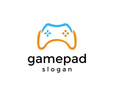 Oyun evi, Game Stick logosu tasarımı. Video oyunları ve e-spor vektör tasarımı ve illüstrasyonu için oyun denetleyici.