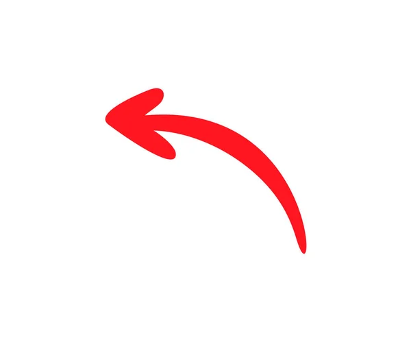 赤い曲線の矢印アイコンサイン ウェブサイトのデザイン アプリ Uiの矢印アイコン 矢印は方向シンボルベクトルの設計およびイラストを示します — ストックベクタ