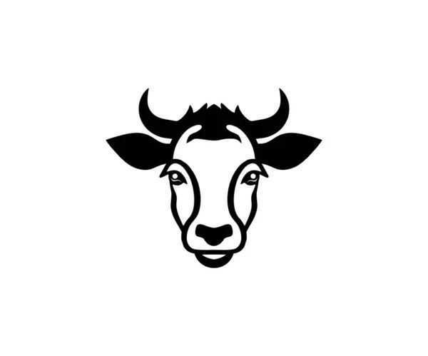 Testa Mucca Disegno Logo Emblema Mucca Silhouette Testa Mucca Nera — Vettoriale Stock