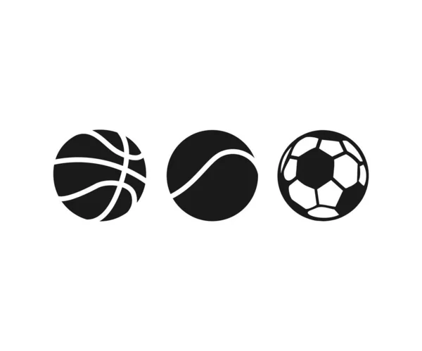 Set Von Sportbällen Symbol Bälle Für Fußball Fußball Basketball Tennis — Stockvektor