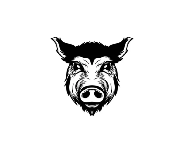 Cap Porc Epocă Mascota Cap Mistreț Element Proiectare Pentru Logo — Vector de stoc