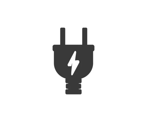 Enchufe Eléctrico Con Símbolo Iluminación Diseño Icono Cable Negro Plug — Archivo Imágenes Vectoriales