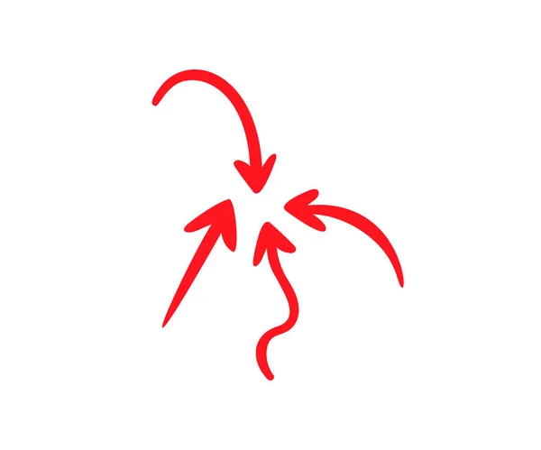 Colección Flechas Curvas Rojas Signo Conjunto Flechas Simples Aisladas Sobre — Vector de stock