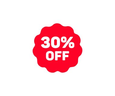 Logo tasarımında% 30 indirim var. % 30 indirimli özel teklif. Satış kalitesi etiketleri ve etiketleri vektör tasarımı ve illüstrasyonu.