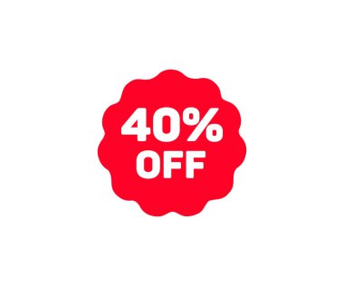 Logo tasarımında% 40 indirim var. % 40 indirimli özel teklif. Satış kalitesi etiketleri ve etiketleri vektör tasarımı ve illüstrasyonu.