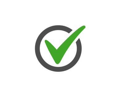 İşaret simgesini işaretle. Basit bir kontrol işareti. Kalite simgesi. Kontrol listesi sembolü. Doğru oy seçimi izole edilmiş sembol. Onay denetimi düz biçim vektör tasarımı ve illüstrasyonu.