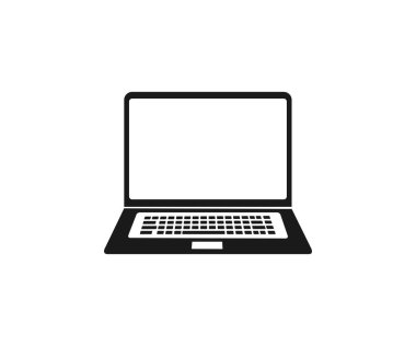 Dizüstü bilgisayar simgesi. Laptoplar ya da dizüstü bilgisayarlar. Düz dizüstü bilgisayar beyaz arkaplan vektör tasarımı ve illüstrasyonunda izole edildi.