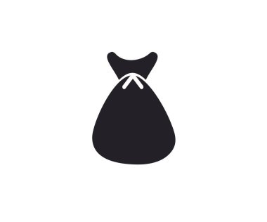 Çöp torbası simgesi tasarımı. Mobil konsept ve web tasarımı için atık dolu düz tabela. Çöp torbaları kabartma vektör tasarımı ve illüstrasyon.