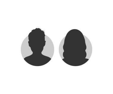 Male and female face silhouette or icon. Male and Female face silhouette. Profile picture, portrait symbol. User member. Circle button with avatar photo silhouette vector design and illustration. clipart