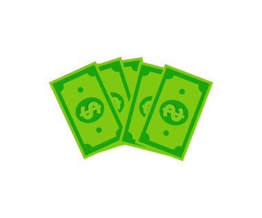 Beyaz arkaplan simgesine izole edilmiş dolar banknotları. Dolar işareti vektör tasarımı ve illüstrasyonlu banknot kağıdı parası.