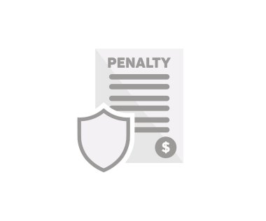 Kalkanlı ceza belgesi ikonu. Trafik kuralları ceza sembolünü ihlal ediyor. Mali iş cezaları vektör tasarımı ve illüstrasyon.