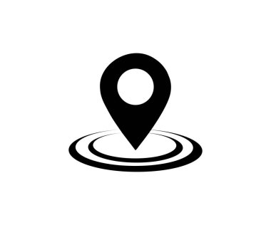 Yer belirleme simgesi. Harita İşaretleyici, hedef Sembol, İşaretçi, Konum İşareti. Düz biçim, GPS konum sembol vektör tasarımı ve illüstrasyon.