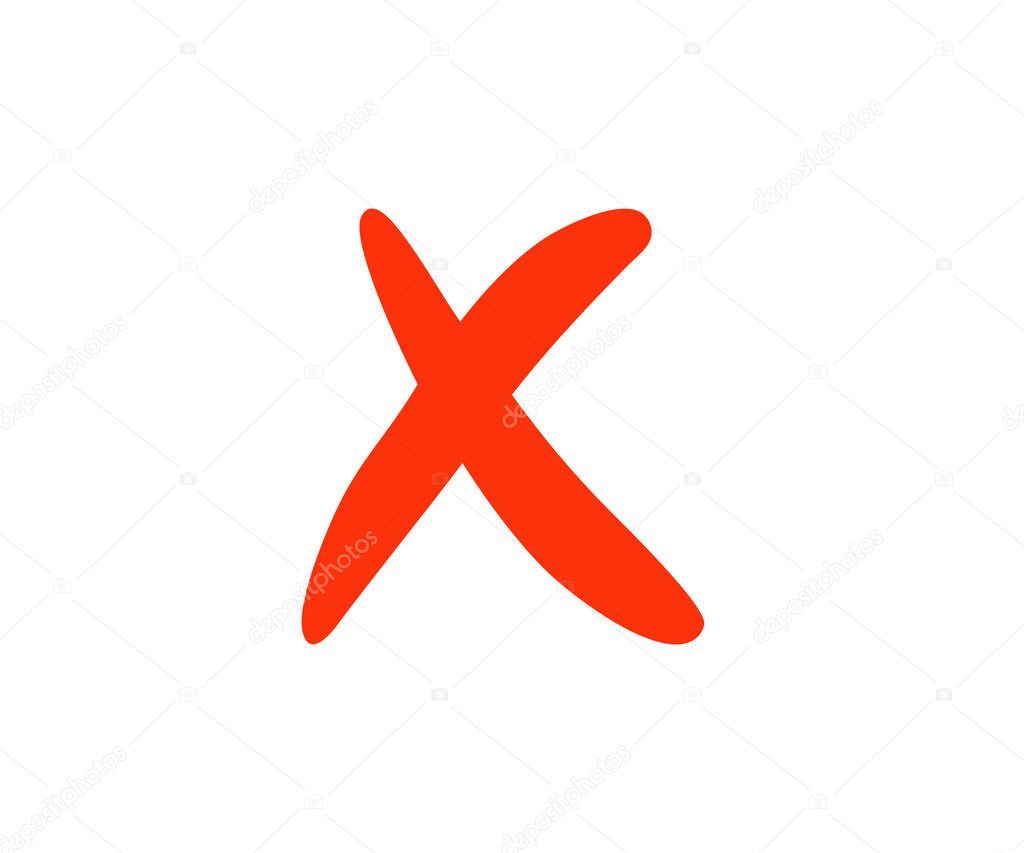 Red cross icon sign. No red wrong symbol, delete, vote sign vector design and illustration.
