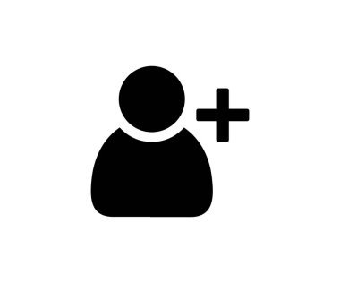 Yeni kullanıcı simgesi ekle. Artı sembollü profil avatarı. Kullanıcı profili vektör tasarımı ve illüstrasyon ekle.