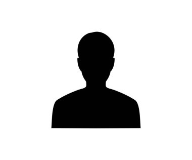 Beyaz arka planda izole edilmiş erkek yüzü silueti ya da ikon. İnsan avatar profil vektör tasarımı ve illüstrasyonu.