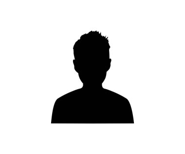 İnsan silueti bir kullanıcı simgesi. Profil resmi, portre sembolü. Kullanıcı üyesi vektör tasarımı ve illüstrasyonu.
