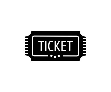Bilet simgesi. Konser, sinema, festival ve etkinlik için siyah kupon ikonu. Siyah olay biletleri ikon vektör tasarımı ve illüstrasyon.