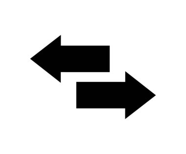 Okların veri aktarım simgesi, değiş tokuş oku simgesi. Sol sağ oklar. Simgeyi iki ok vektör tasarımı ve illüstrasyonu ile değiştir. 