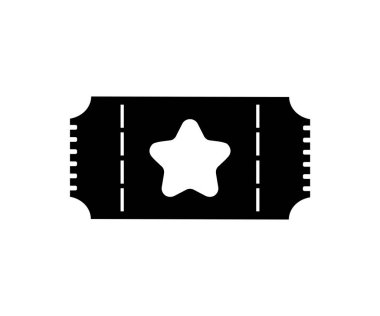 İçinde sinema, indirim, tatil, alışveriş ikonu olan bilet. Etkinlik, sinema, tiyatro, giriş, seyahat, gösteri, konser ve turnuva vektör tasarımı ve illüstrasyonu bileti. 