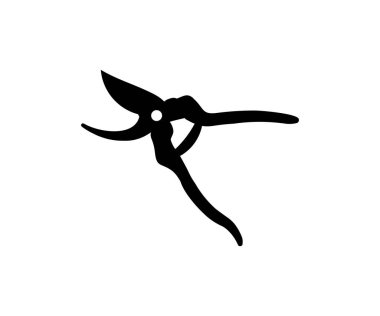 El budama ikonu. Ağaç dallarını ve çalıları budamak için bahçe ve tarım aleti. Secateur vektör tasarımı ve illüstrasyonu. 