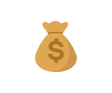 Para çantası ikonu. Para çuvalı iş tabelası konsepti. Para çantası clipart, finans element vektör tasarımı ve illüstrasyon.