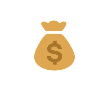 Para çantası ikonu. Para çantası çuvalı simgesi, para çantası düz vektör tasarımı ve illüstrasyon.