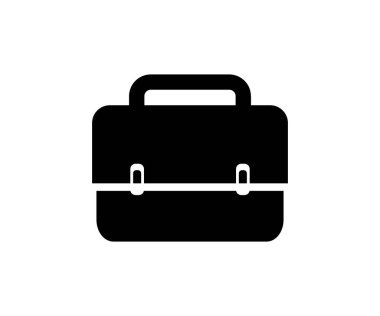 Siyah siluet evrak çantası ikonu. Ofis dosya simgesi çalışma portföy çanta vektör tasarımı ve illüstrasyon.