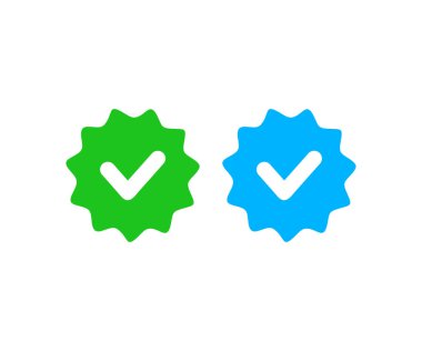 Doğrulanmış rozet simgesi tik işareti simgesi onay simgesi. Doğrulanmış ve otantik tik işareti simgesi onaylı işaret vektör tasarımı ve illüstrasyonu.