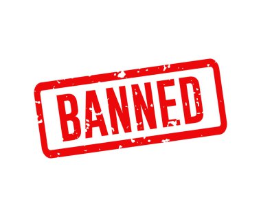 Kare grunge kırmızı pul, lastik damga. Yasaklanmış ve yasaklanmış vektör tasarımı ve illüstrasyonu.