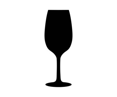 Şarap kadehi siluet simgesi. Alkol ve kokteyl menüsü. Bardak şampanya için vektör tasarımı ve illüstrasyon.