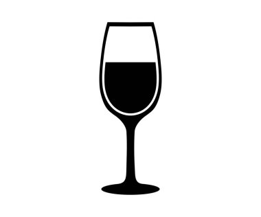 Şarap Kadehi Şarabı Şarap Kadehi ikonu. Şişe siyah siluet vektör tasarımı ve illüstrasyonu.