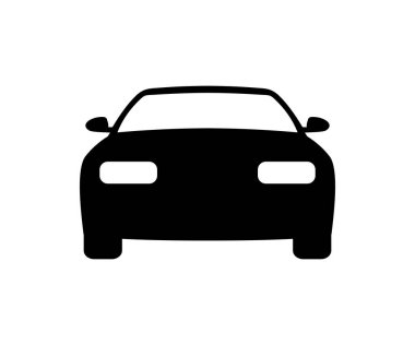 Araba sembolü ön araba ikonu. Uygulamalar ve web siteleri vektör tasarımı ve illüstrasyonu için Sedan araba, araç veya otomobil ön görünümü düz vektör simgesi.