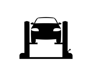 Araba kaldırma ikonu. Araba servisi. Araba kaldırma ekipmanı vektör tasarımı ve illüstrasyonu.