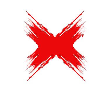 Kızıl haç işareti. Yanlış işaret kırmızı grunge X vektör tasarım ve illüstrasyon.