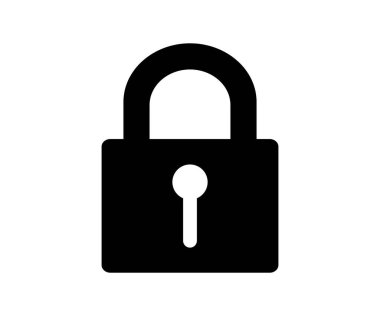 Kilit sembolü gizlilik simgesine sahip koruma simgesi. Özel güvenlik simgesi vektör tasarımı ve illüstrasyonunu emniyete al.